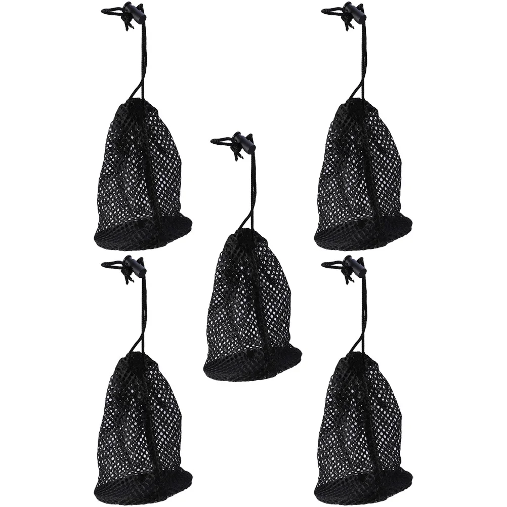 5Pcs Golf Ball Mesh Bag Drawstring Storage Pouch Lightweight Nylon Large Capacity Golf Ball Organizer Portable for Tennis