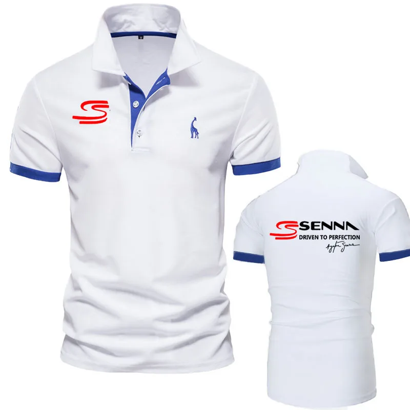 Ayrton Senna Brazilian Formula 1 Legend men's short sleeve Solid Color Slim Fit male New Fashion POLO Shirt cotton golf wear