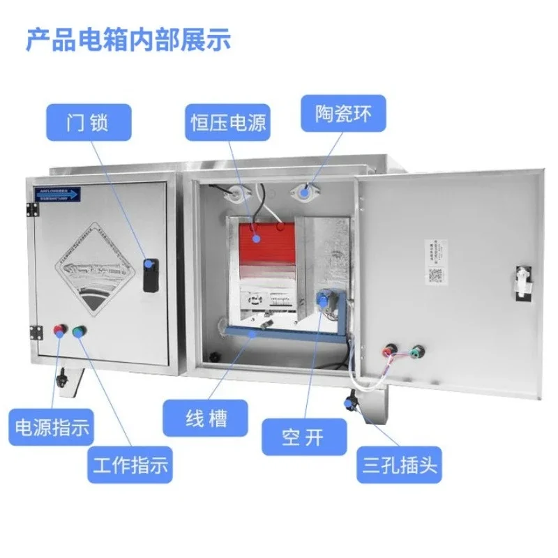 Fume purifier, commercial low-altitude and high-efficiency electrostatic all-in-one machine for catering industry