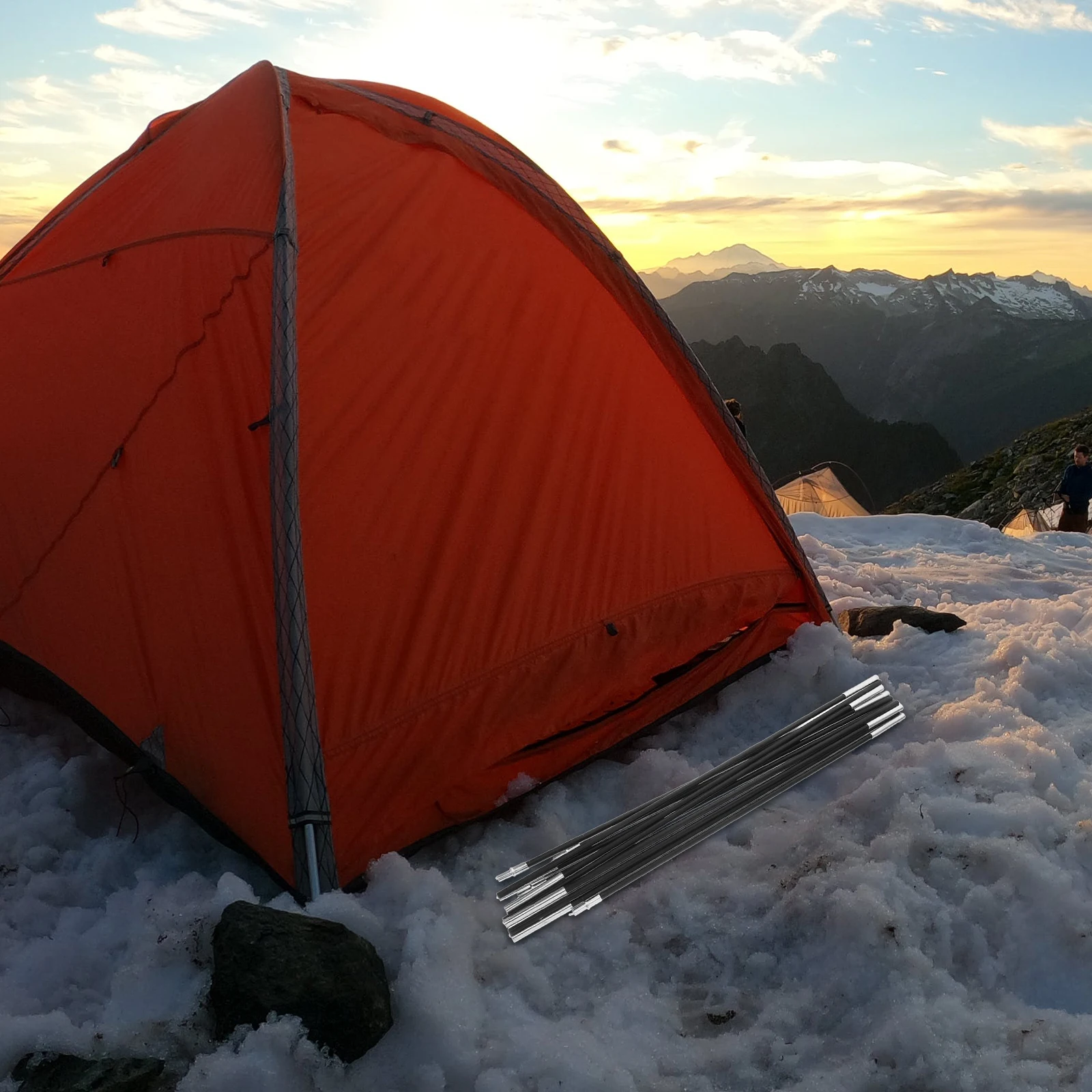 

2pcs Fiberglass Tent Pole Kit 6 Sections Replacement Pole Set For Single Tent Portable Support Bar For Camping Hiking Trekking