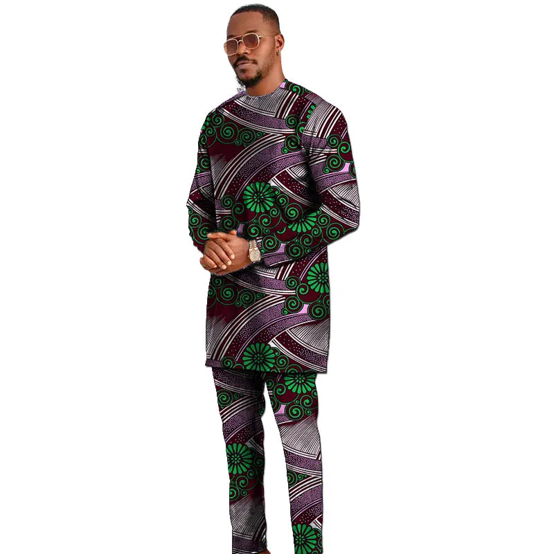 قمصان ذات طراز أساسي مع قيعان بدلة العريس للرجال بتصميم أفريقي مصممة خصيصًا اتجاهات نيجيرية ملابس حفلات الزفاف #2
