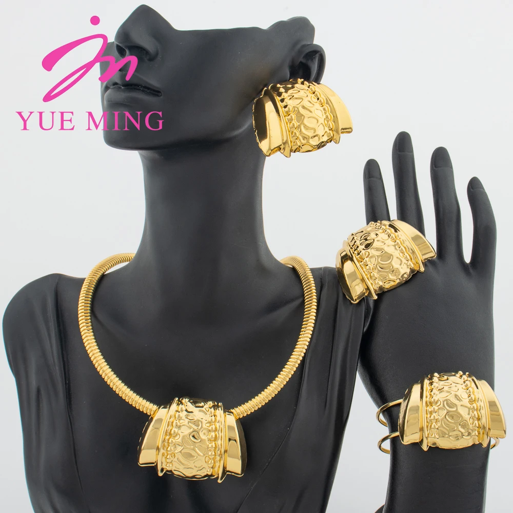 YM Women's Necklace Unique Shaped Jewelry Set Cuff Bracelet Ring Fashion Pendant Earrings, Suitable for Banquet Parties