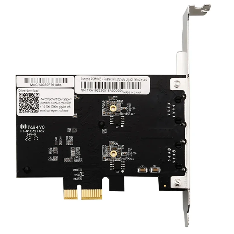 BTLIFE-PCIE zu 2-Port 2,5G Gigabit Netzwerkkarte Server Desktop Soft Routing 2500M High-Speed RJ45 RTL8125BG Schwarz 1 STÜCK