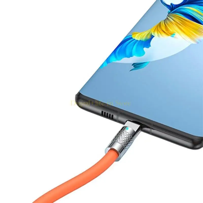 

E06D 120W USB to USB C Cable Type C to USB Silicone Cable Fast Charging Cable for S24