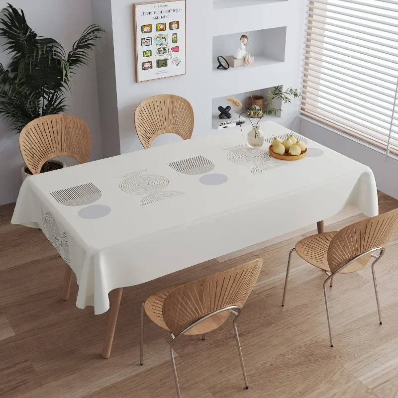 Minimal Geometric Print PVC Tablecloth Waterproof Oilproof Rect Home Table Protector Decor Cloth Dining Desk Multi Sizes Option