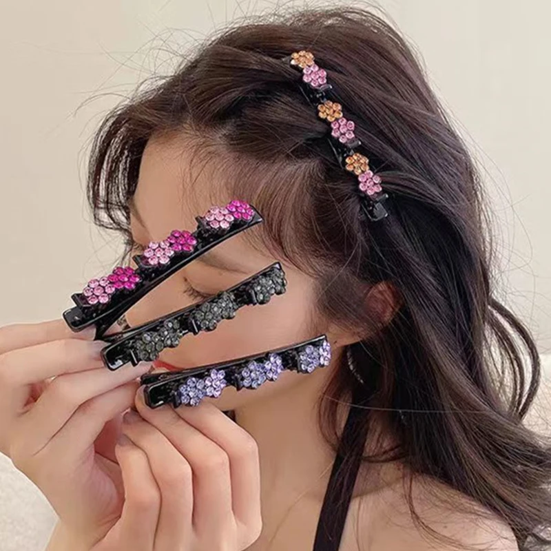 1PC Fashion Women Pearls Flower Braid Hairpins Bangs Hold Barrettes Sweet Hair Clips Decorate Headband Elegant Hair Accessories