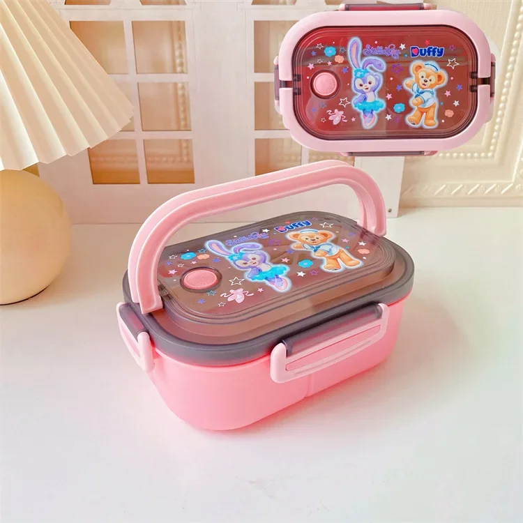 Disney Stitch Cartoon Portable Lunch Box Airtight Bento for Kids Students High Capacity Double Layer Office Portable Lunch Box