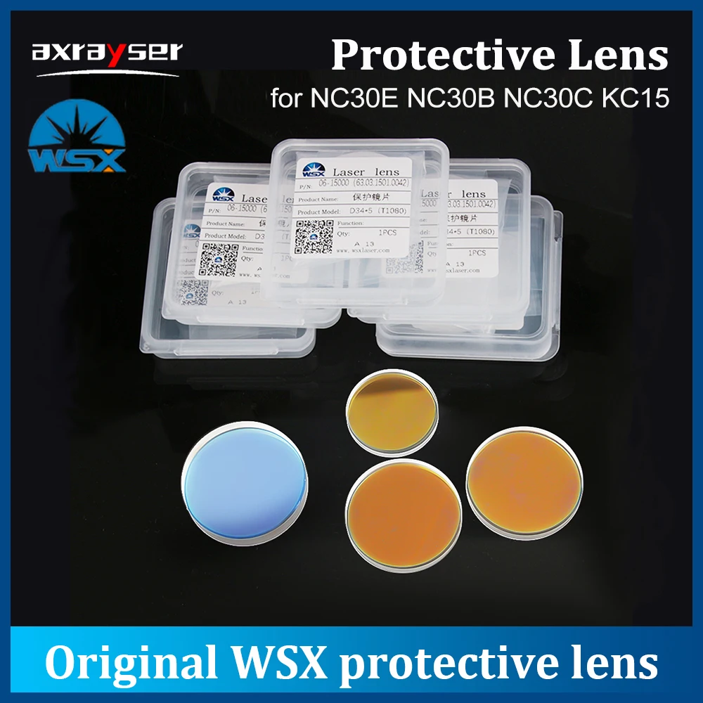 

Original WSX Fiber Laser Lens 30x5 Protective Windows 4KW 1064nm JGS1 Fused Silica Optical 18x2 20x2 For Fiber Cutting Head