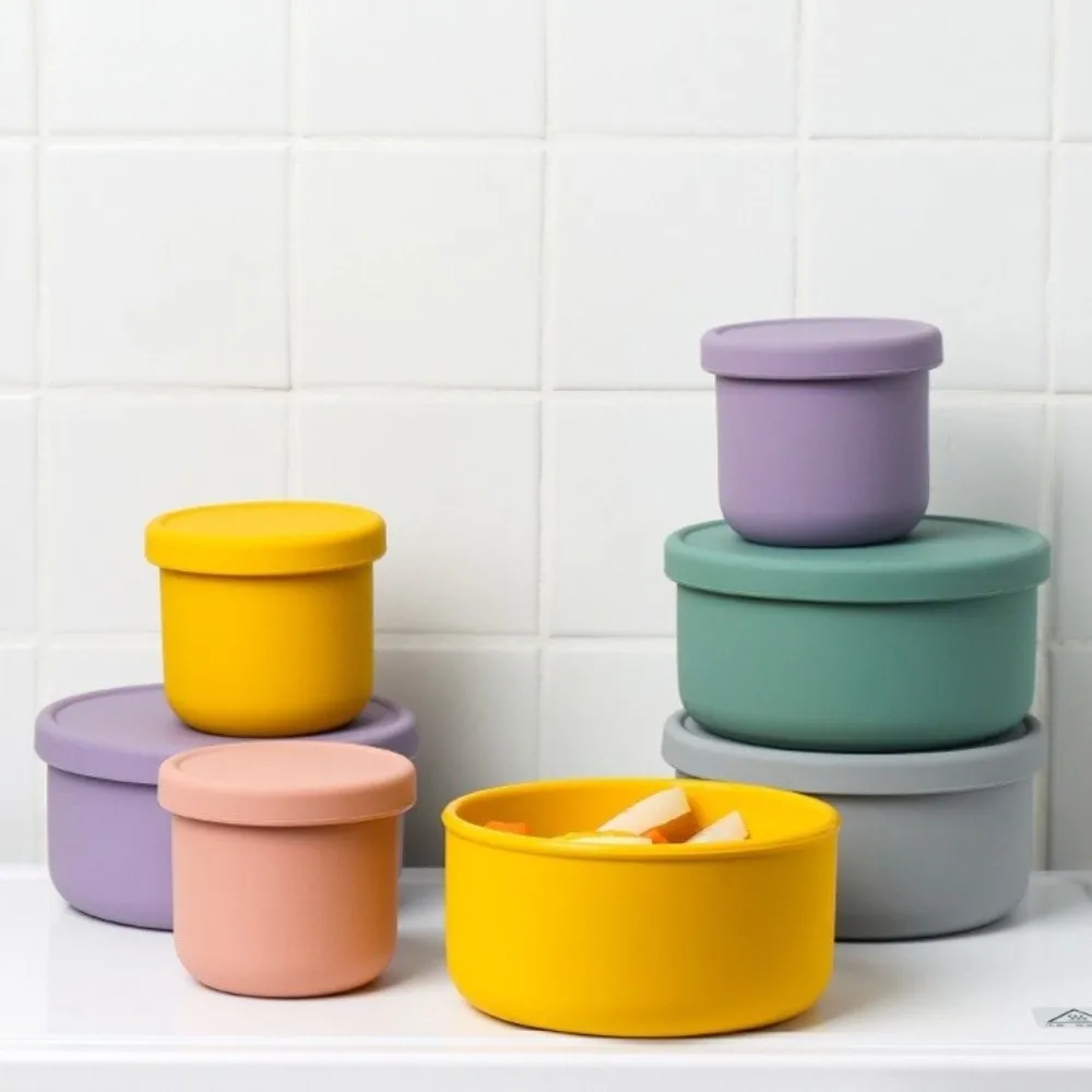 New Silicone Salad Dressing Box 250ml 700ml BPA Free Fook Storage Boxes Non-stick Leakproof Lids Lunch Boxes For Children