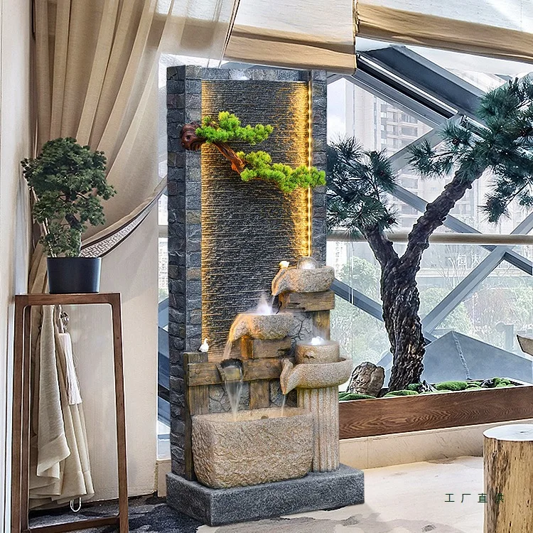Water curtain wall screen, flowing water ornaments, circulating water club setting, feng shui wheel opening gifts