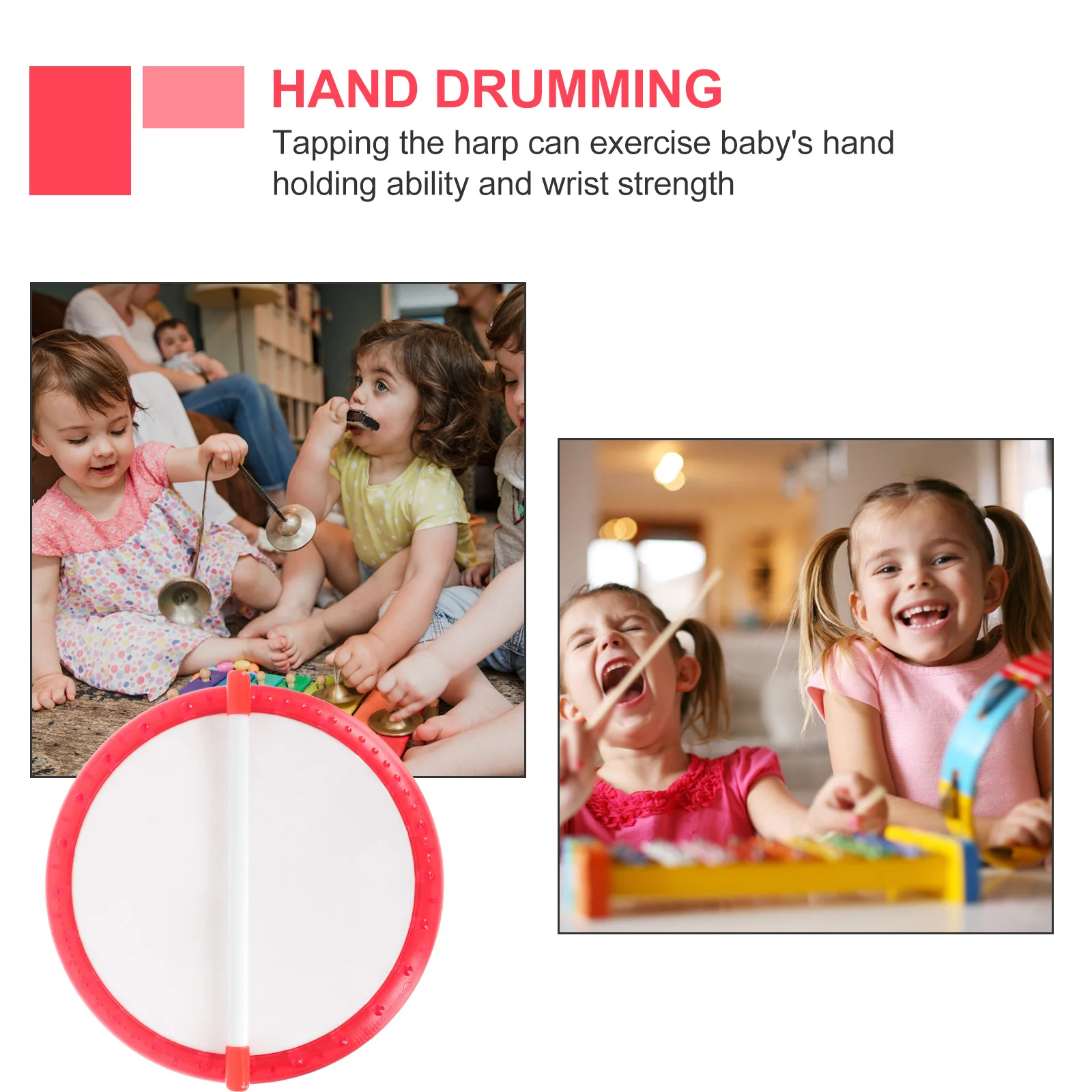 

1 set Hand Drum Kids Educational Percussion Instrument Set Wear-Resistant Durable Fine Polished For Music Celebration