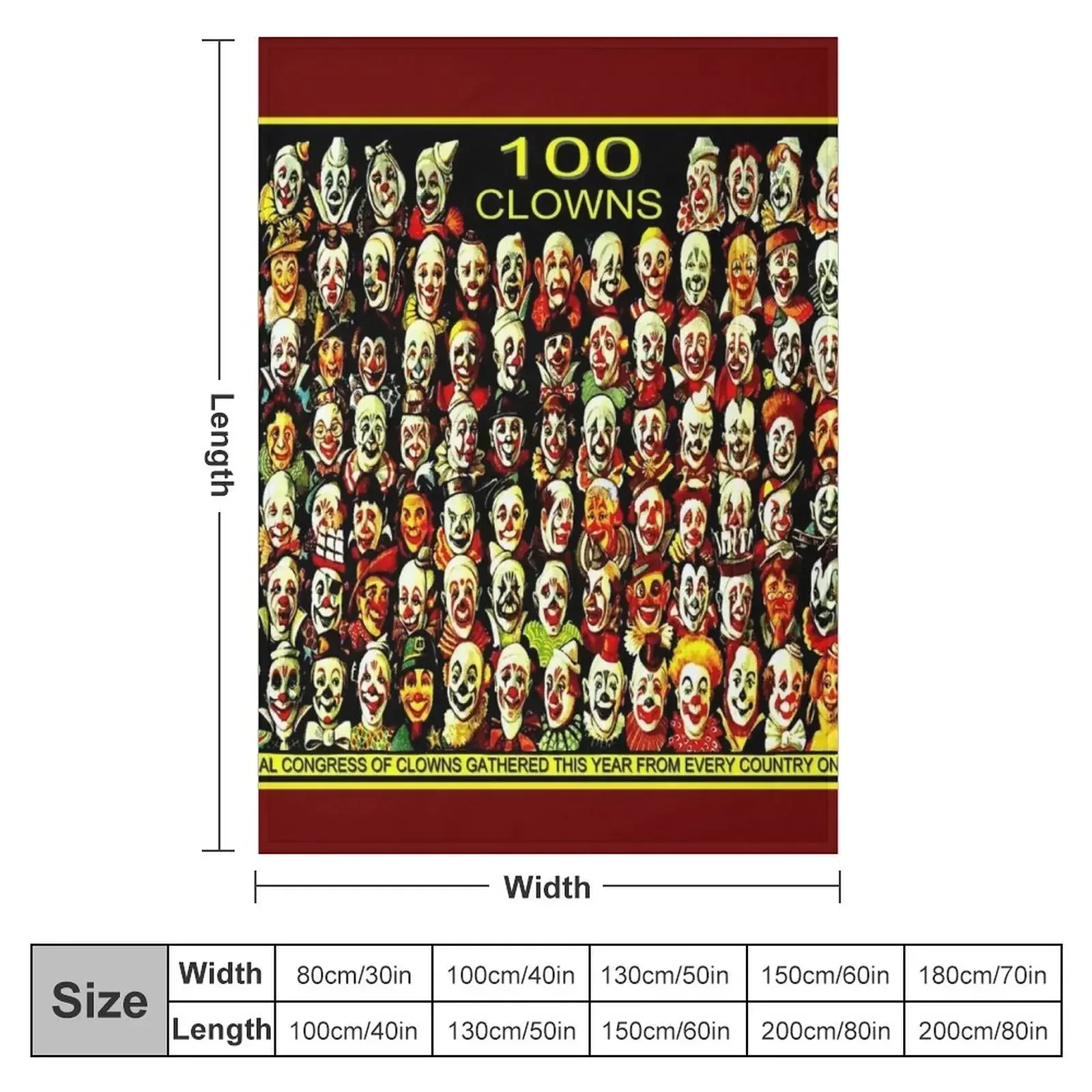 CLOWN CONGRESS; Vintage Circus Advertising Print Throw Blanket Fashion Sofas Sofas Blankets