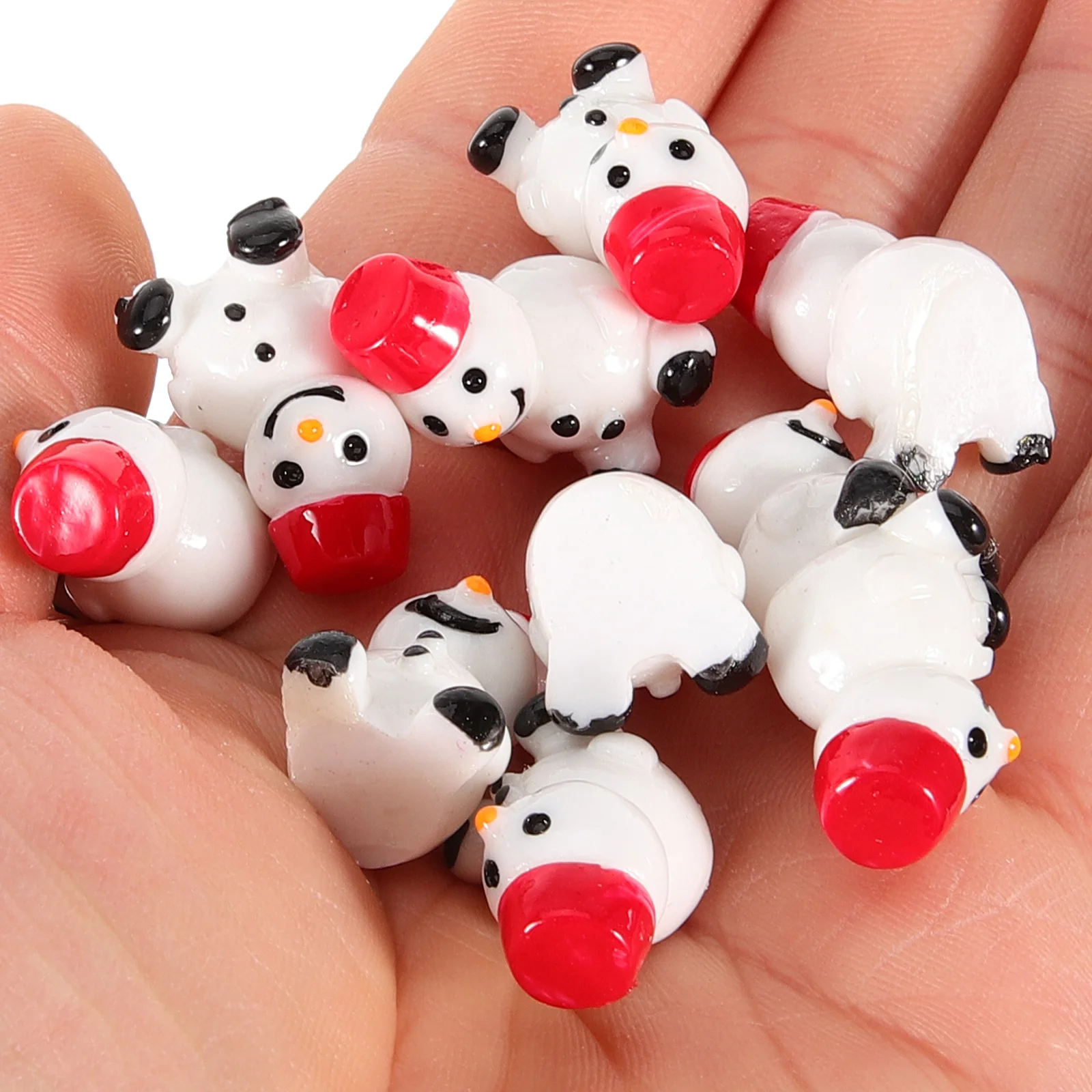 

10Pcs Christmas Snowman Ornaments Resin Mini Snowman Charms Miniature Holiday Decorations Christmas Craft Supplies