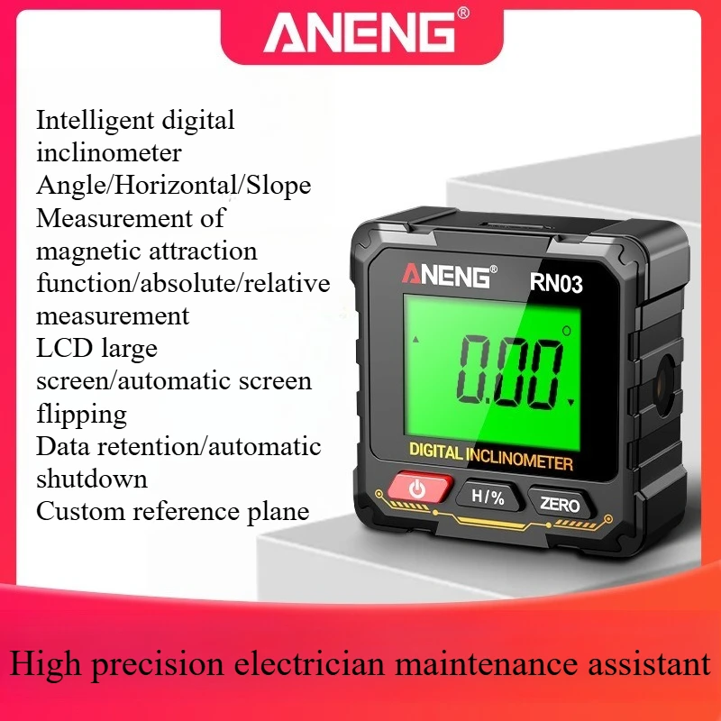 ANENG Digital Inclinometer Magnetic Angle Measuring Instrument 360° Laser Level Multifunctional Angle Ruler