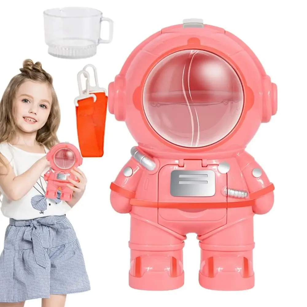 

New Astronaut Water Bottle With Water Cup Strap Water Dispenser Pink White Mini Toy Drink Machine Tourism