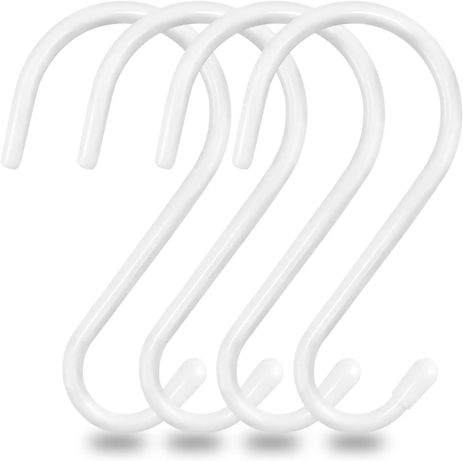 

6 Inch White S Hooks, Heavy Duty Non Slip Metal Hooks for Hanging Plants Lights Clothes Bags - 4 Pack