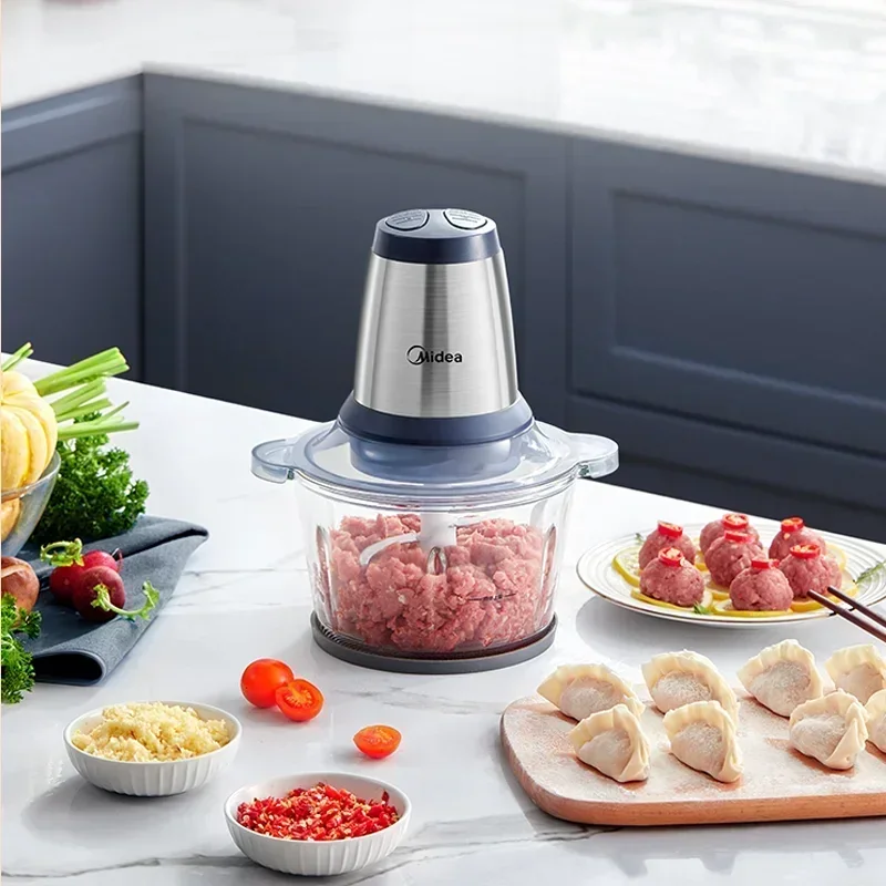 Household Electric Meat Grinder: Small Fully Automatic Minces Meat Mixes Vegetables Multifunctional Cooking Meat Mincing Machine