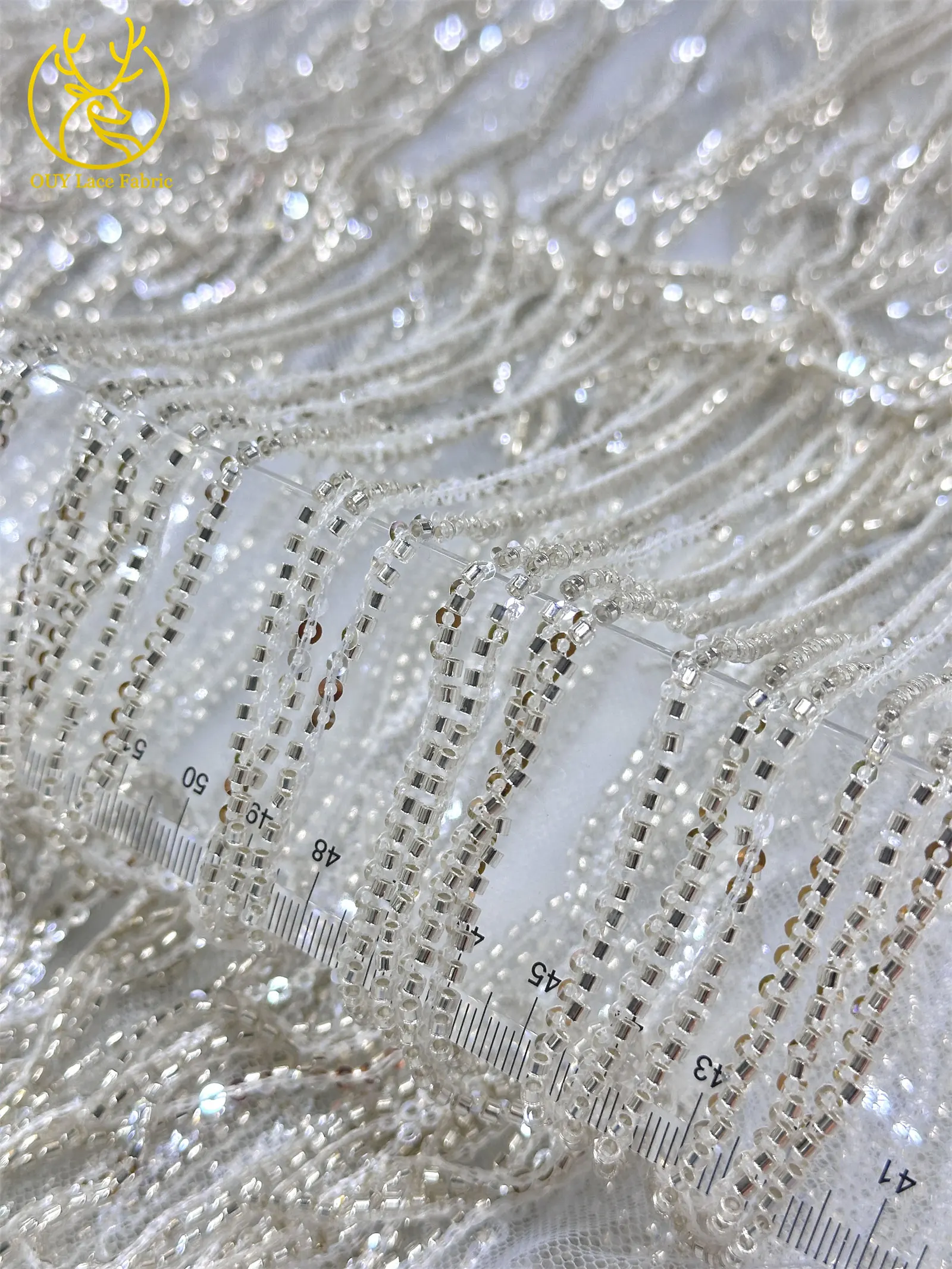 Weinroter nigerianischer 3D-Quasten-Perlen-Spitzenstoff, französischer Pailletten-Tüll-Spitzenstoff, afrikanischer Spitzenstoff für Damen, Hochzeitskleid, Nähen – Detail 21
