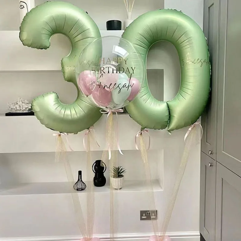 40inch Big Foil Birthday Balloons Olive Green Number Balloon 0-9 Birthday Wedding Wild One Party Decorations Shower Large Figure