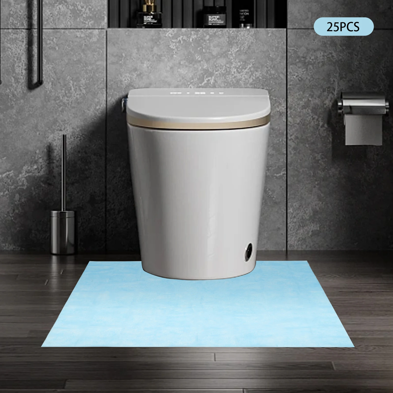 Disposable Toilet Training Floor Mat, Non-Slip, U-Shaped Contour, Pads, Incontinence, Rug, 25 Pcs