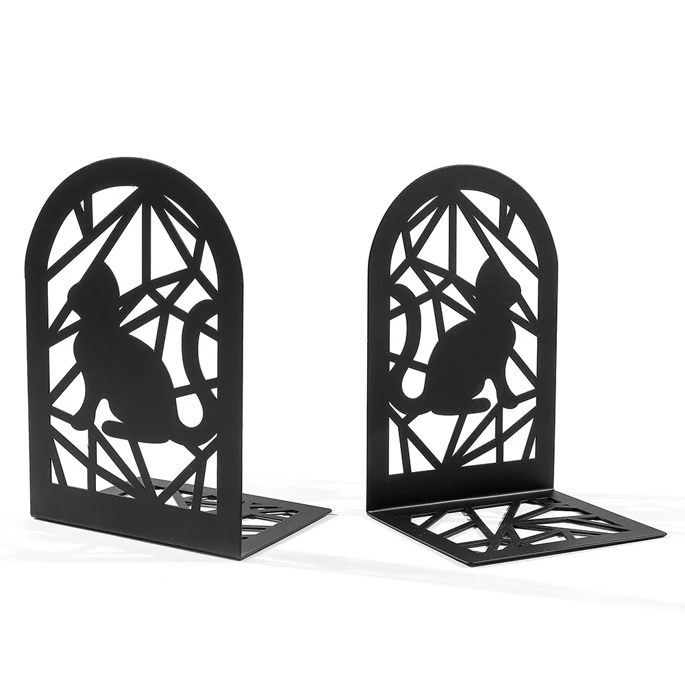 2pcs Black Cat Book Ends Bring Heavy Duty Metal Bookends Office Desktop Home for Book Lovers Gift Office Home Supplies Book Rack