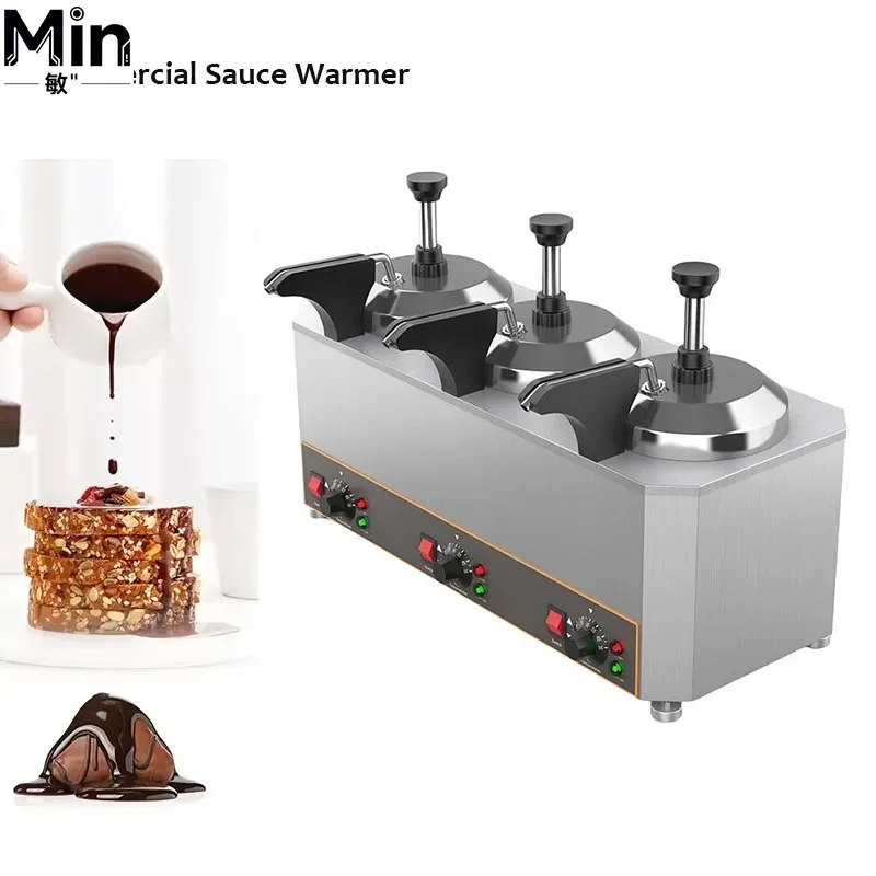 Commercial Three Head 6L Sauce Warmer With Pump Chocolate Jam Warming Machine For Catering Buffet Food Service