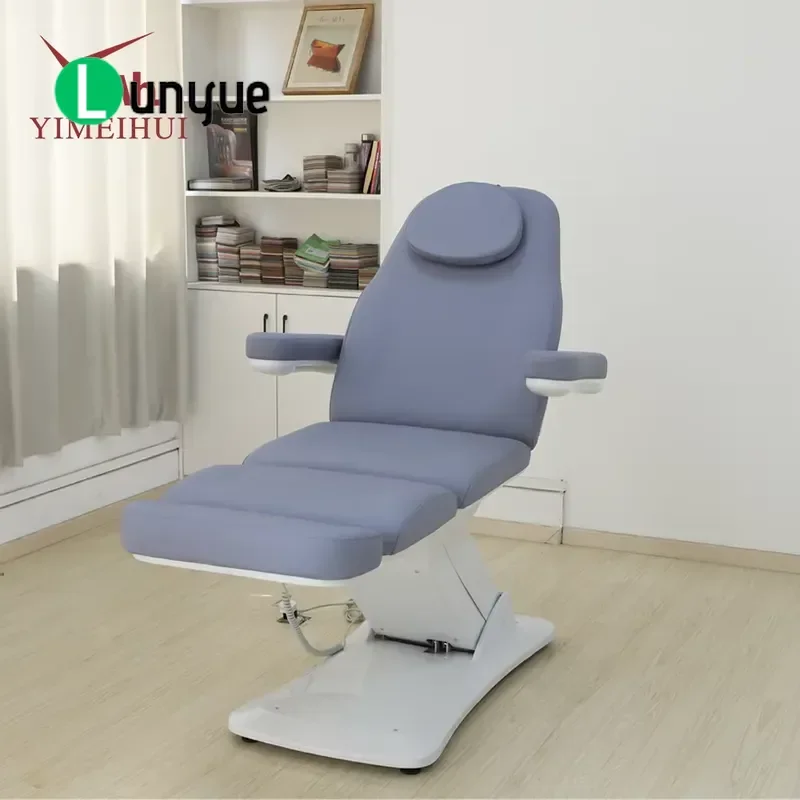 3 Motor Electric Massage Bed Single Column Adjustable Beauty Bed with Integrated Foot Controller for Spa Treatment