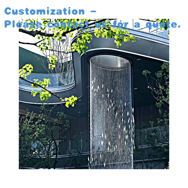 custom.Outdoor Stainless Steel 304 Music & Dance Waterfall Projection Sculpture Fountain with Magic Fog Light Metal Construction