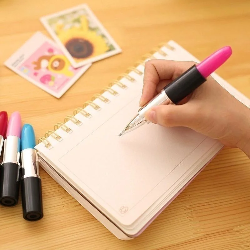 3pcs Student Cute Kawaii Ball Pen Creative Lipstick Ball Point Pen for Kids Novelty Gift  Stationery