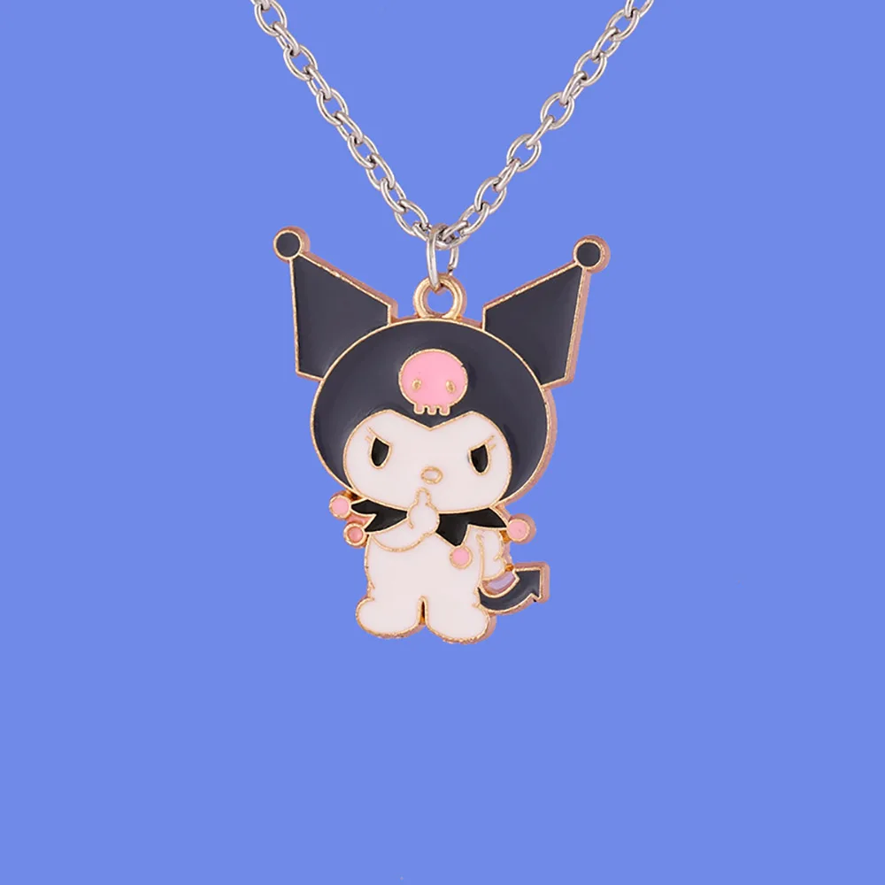 Sanrio Anime Necklace Kuromi Mymelody Couple Bestie Cartoon Oil Drop Necklace Kawaii Women Accessories Jewelry Gifts For Friends