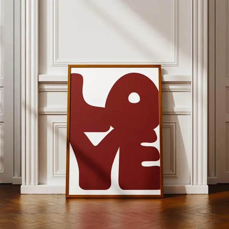 

Love Pattern Printing Poster Frameless Canvas Red Poster - Trendy Maximalist Wall Art - Cute Text Aesthetic Wall Art Poster