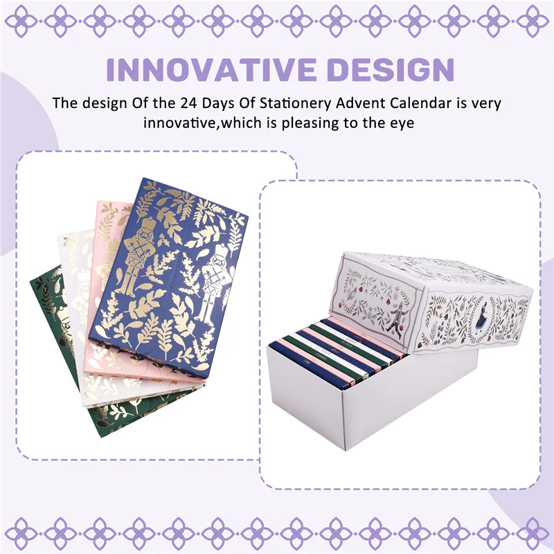 -ABKM Winter Woodlands Design Christmas Countdown Calendar Stationery Supplies 24 Days Stationery Advent Calendar Festival