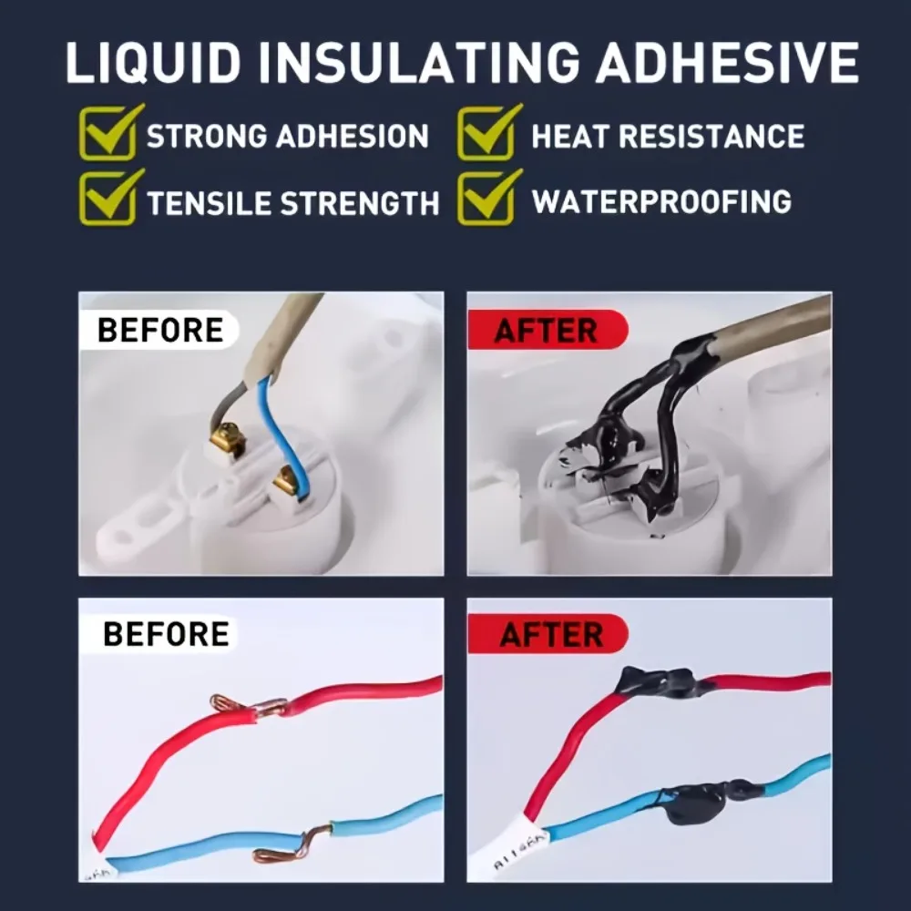 2PCS 50ml Liquid Electrical Tape Waterproof Insulation Paste Sealant Wire Cable Coat Fix Line Glue Repair Glue Insulation Glue