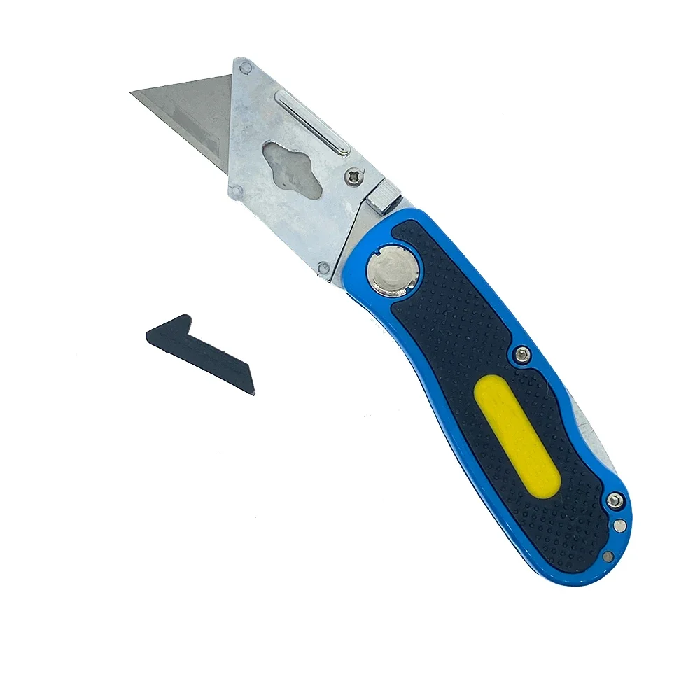 Folding Blade Utility Knife Cutter with Rubber Anti-slip Hand Safety Lock Pocket Outdoor Heavy Duty Box Cutter Hand Tool