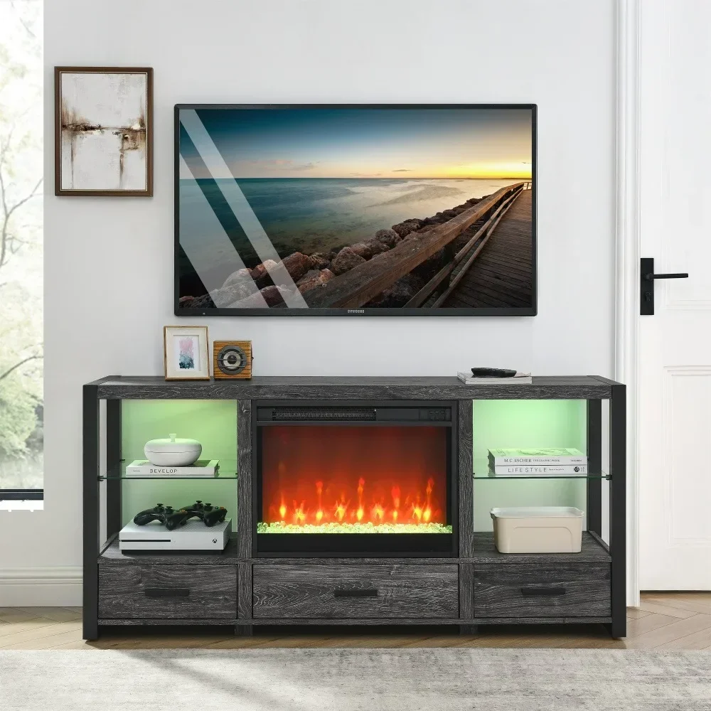 

23" Electric Fireplace Insert, Fireplace Heater with Remote/Timer/Side Light, Adjustable 8 Flame Colors, Crystal, Fireplaces