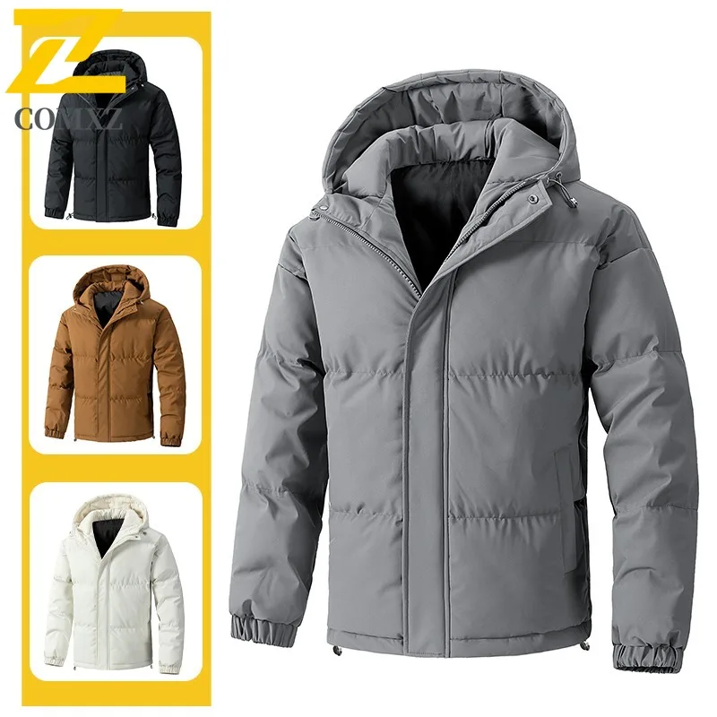 

COMXZ Classics Padded Jacket Plus Size Hooded Collar Camping Thickened Parker Coat Fleece Lined Lightweight Winter New Outerwear