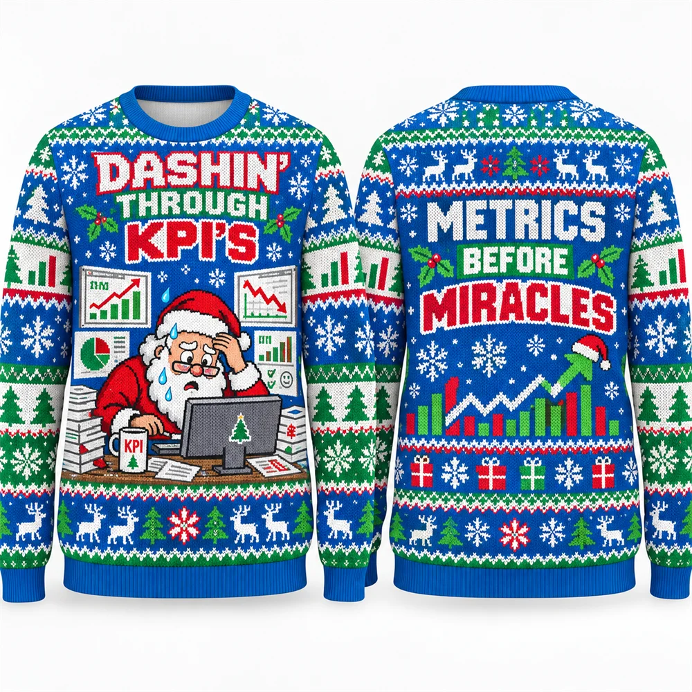 Ctrl Alt Delight Santa Christmas Sweater Men Funny Retro Computer 3D Print Crewneck Sweatshirt Long Sleeve Holiday Party Top