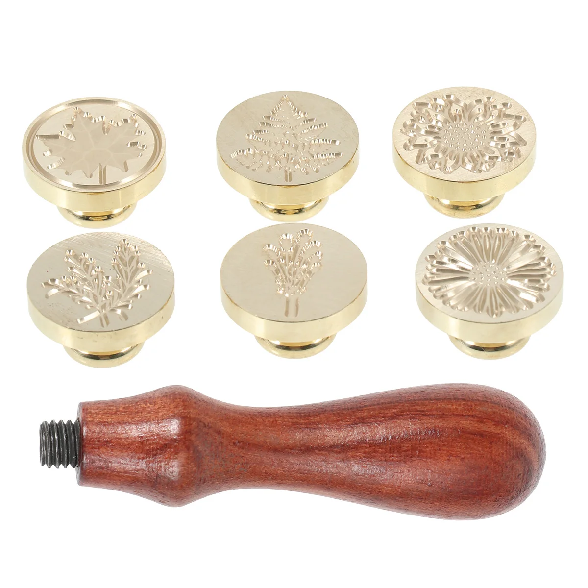 

7pcs Set Plant Pattern Fire Paint Plant Pattern Seal Wax Suit Wedding Invitation Sealing Wax Craft Gift
