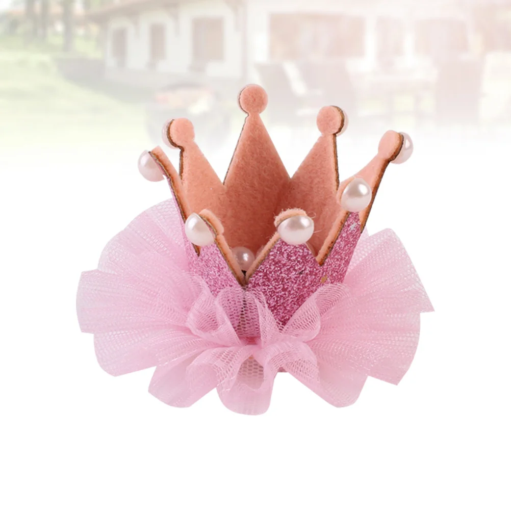 Simple Design Lace Three-Dimensional Crown Hairpin Pink Color Good Grip Easy Clip Wedding Party Daily Life Accessories