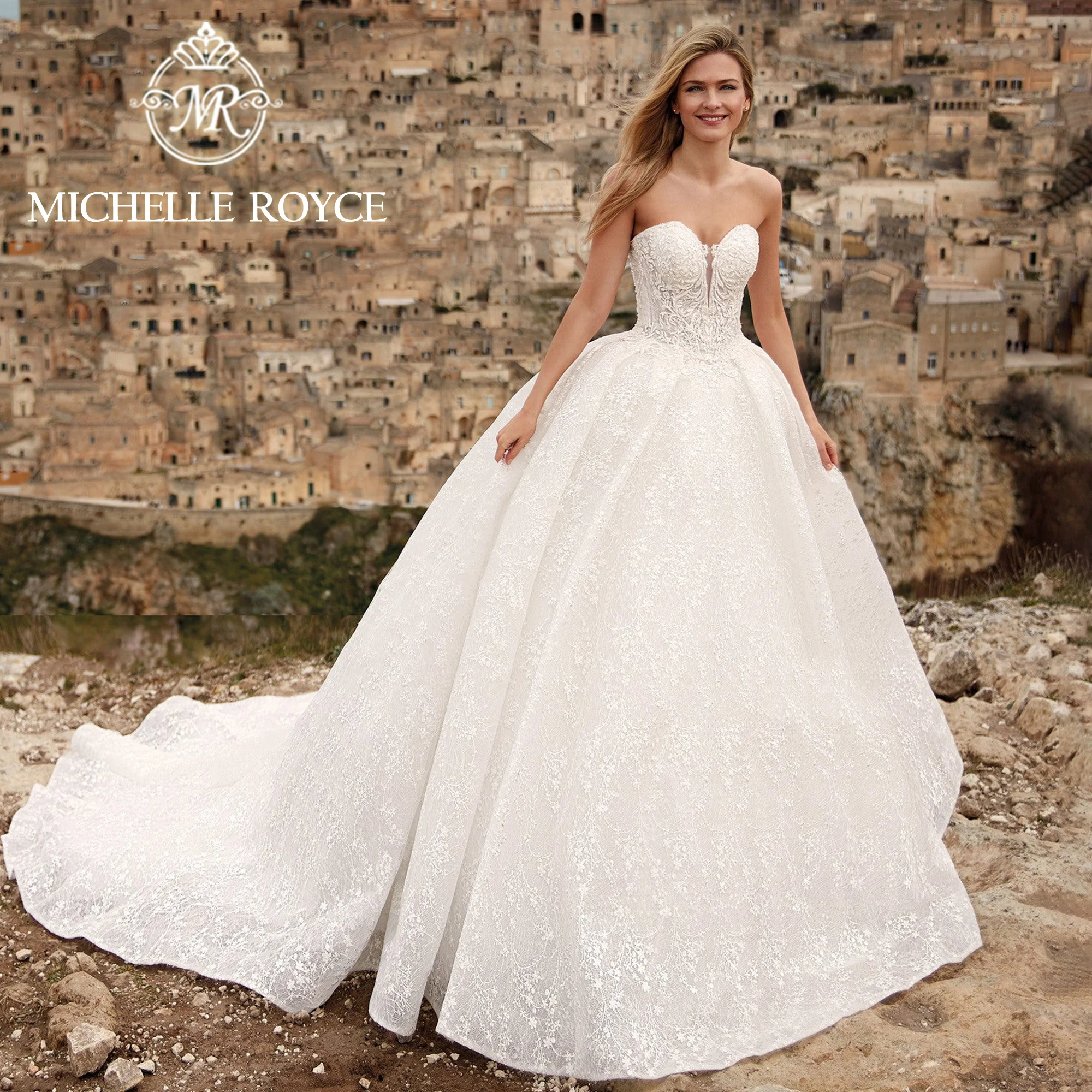 Michelle Royce Ball Gown Wedding Dress Sexy Luxury Sweetheart Embroidered Organza Lace Up Dreamy Wedding Gown Vestidos De Novia