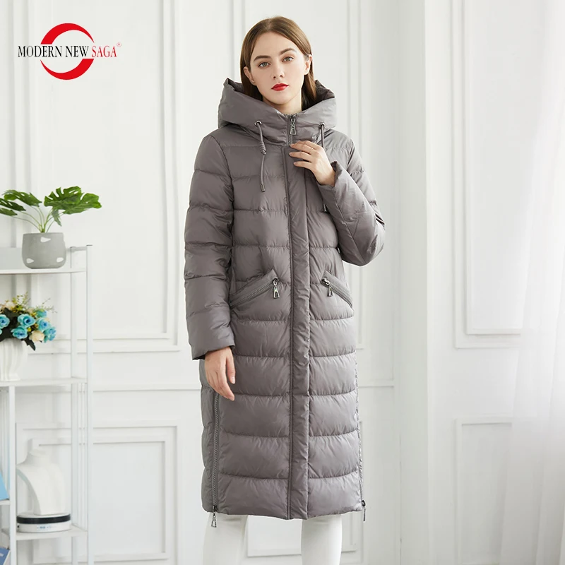 MODERN NEW SAGA 2022 Winter Women Coat Padded Jacket Winter Thick Warm Cotton Long Coat Hooded Quilted Coat Parka Women Overcoat