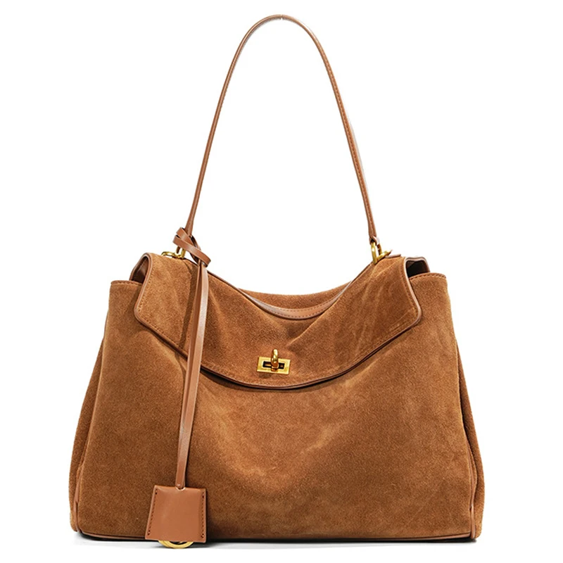 Genuine Soft Cow Suede Leather Shoulder Bag Rodeo Women's Underarm Designer Luxury Bag Fashion Kelly Bagutte Bag