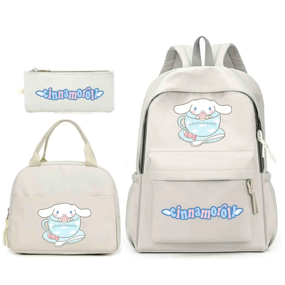

3 шт. комплект рюкзаков с милым рисунком Cinnamoroll, школьные ранцы, детский рюкзак для подростков, сумка-карандаш с героями мультфильмов, детские изолированные сумки для обеда