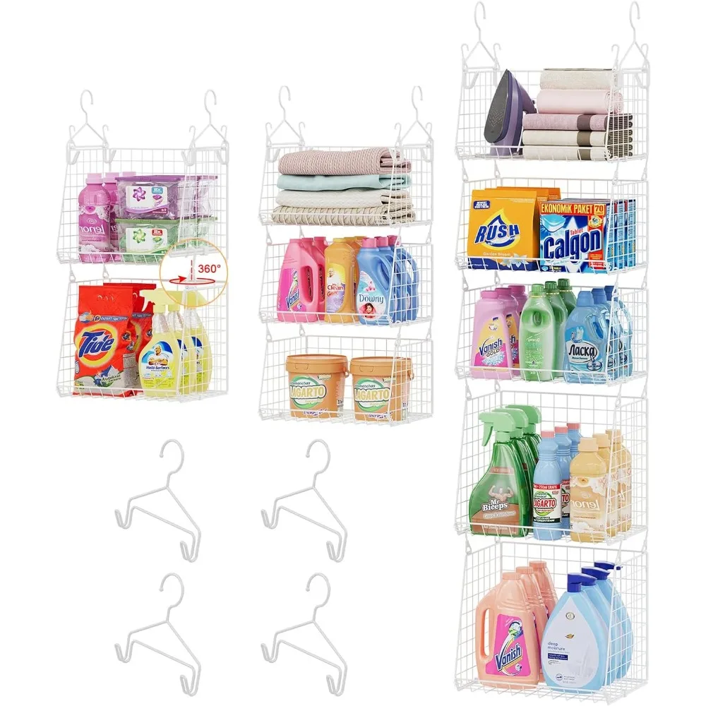 

5-уровневый складной подвесной корзина-органайзер для белья с вращающимися крючками, компактное хранилище для шкафа и гардероба