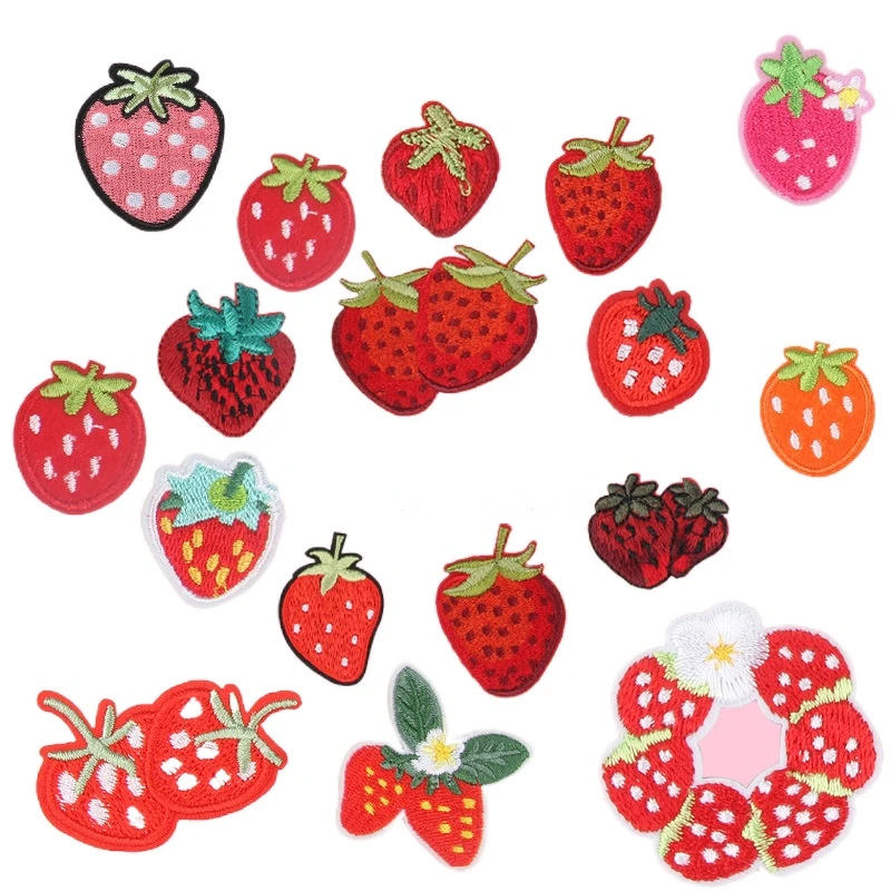 50pcs/Lot Luxury Small Embroidery Patch Strawberry Fruit Flower Shirt Bag Hairdresser Clothing Decoration Craft Diy Applique