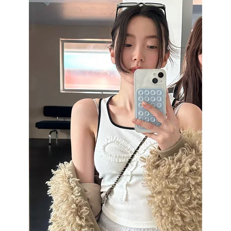 

Sweet Sli Dongda Gate 25, летний цветной жилет с квадратным воротником и узлом в рубчик, облегающий жилет, женский модный топ