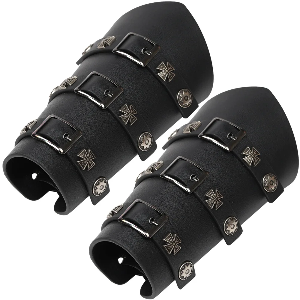 

Medieval Renaissance Crusader Riveted Bracers - PU Leather Laced Arm Guards,Cosplay Accessories & Role-Play Props