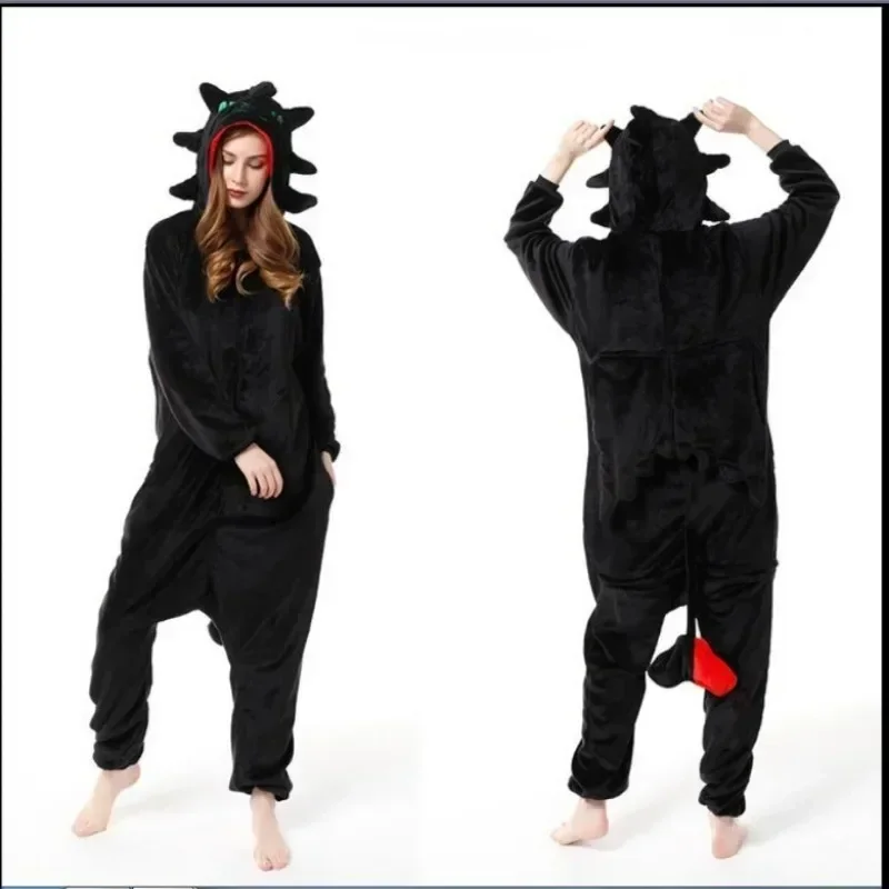 

CosplayPyjama Animal joint en flanelle, dessin animé, Dragon blanc, épais, vêtements de maison, point, Costume de Cosplay pour a