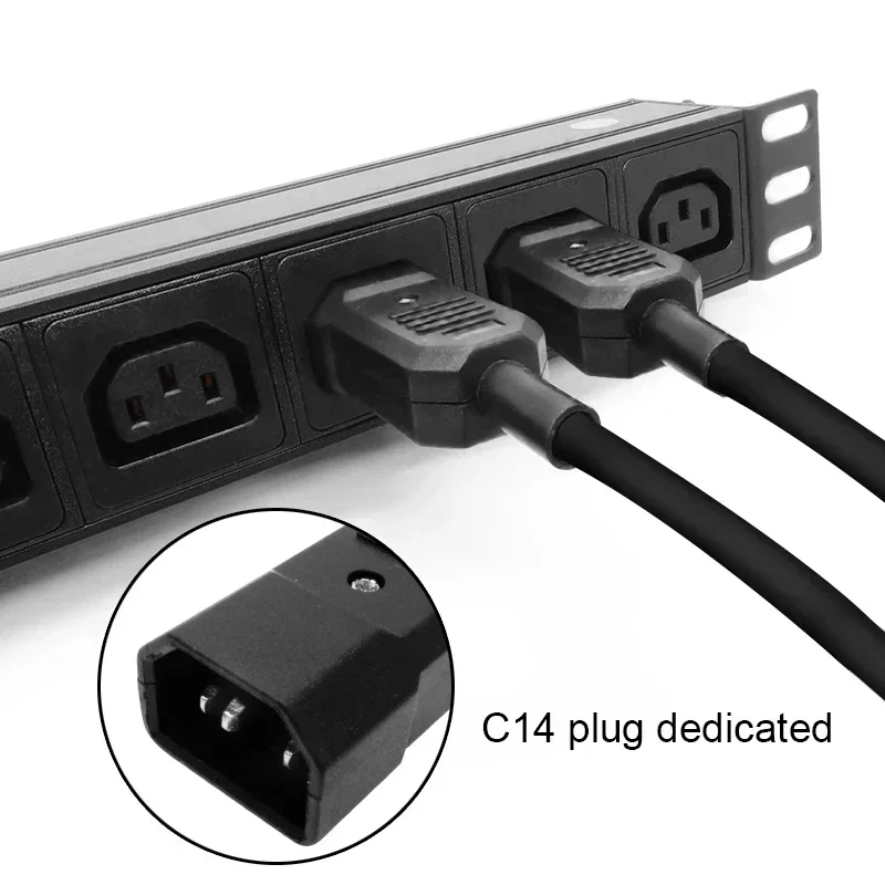 Imagem -02 - Pdu Power Strip Distribution Display Digital Amperímetro C13 Way Output Socket 2m Extension Cord com Proteção contra Sobrecarga