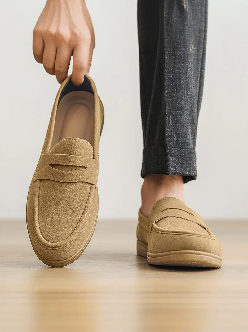 

Men's Summer Thin Breathable Casual Slip-On Work Shoes Driving Versatile Loafers Comfortable Synthetic Leather round Toe Rubb...